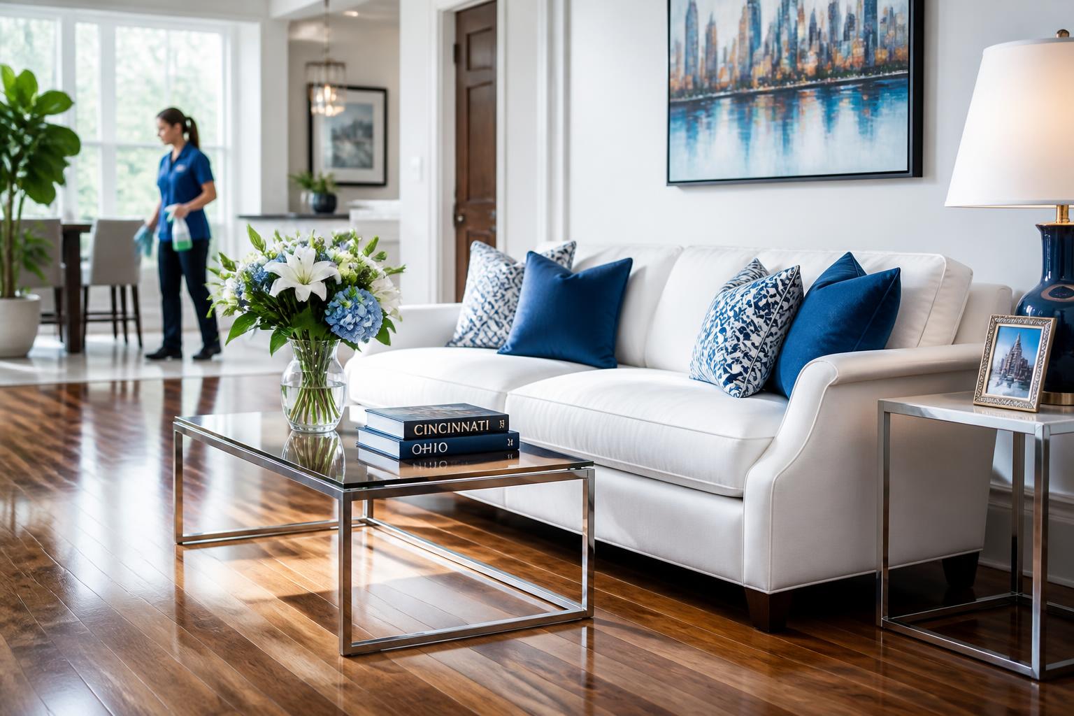 Pristine Cincinnati living room after professional house cleaning